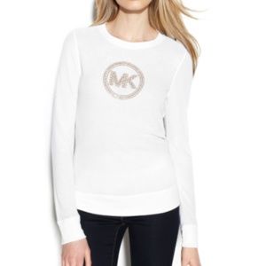 Michael Kors white long sleeve logo t shirt